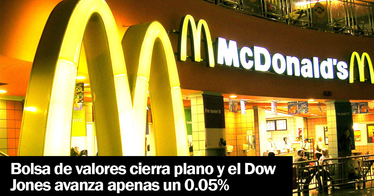 Bolsa de valores cierra plano y el Dow Jones avanza apenas un 0.05%