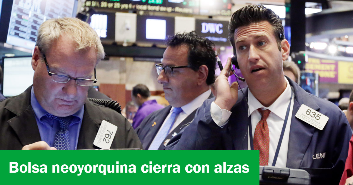 Bolsa neoyorquina cierra con alzas