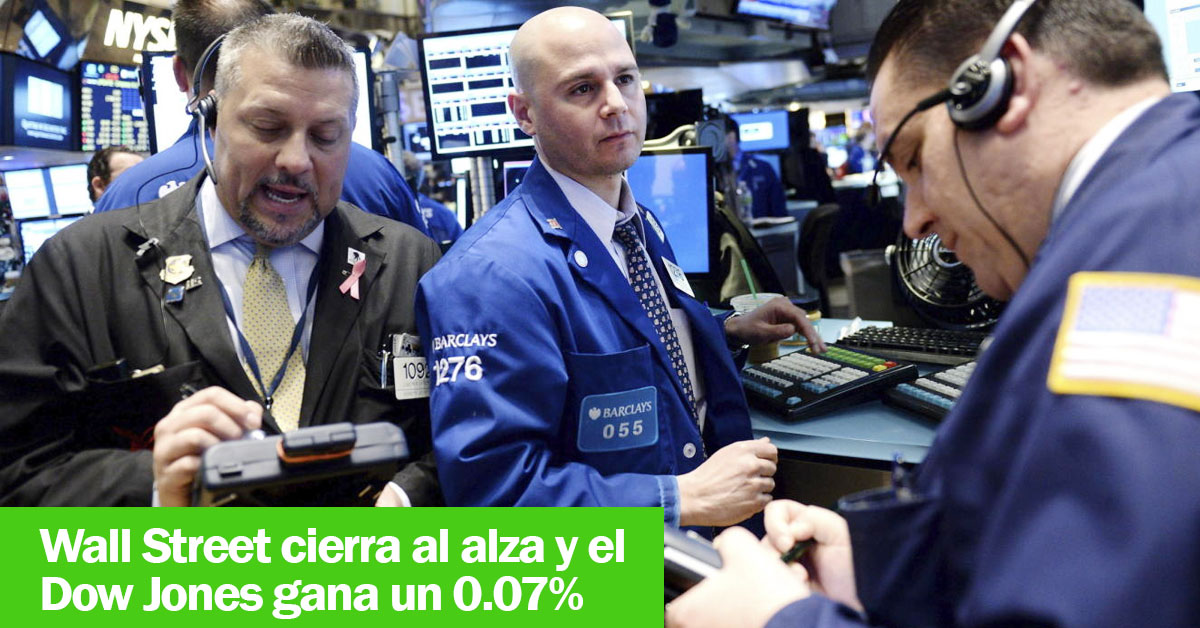 Wall Street cierra al alza y el Dow Jones gana un 0.07%