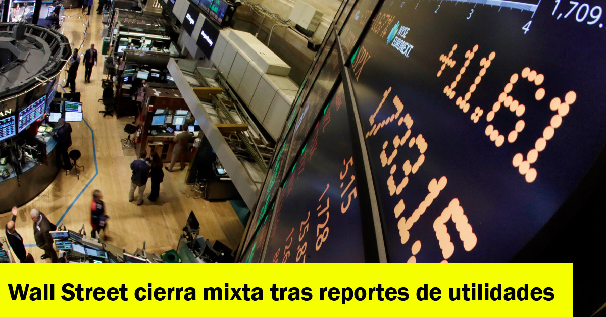 Wall Street cierra mixta tras reportes de utilidades
