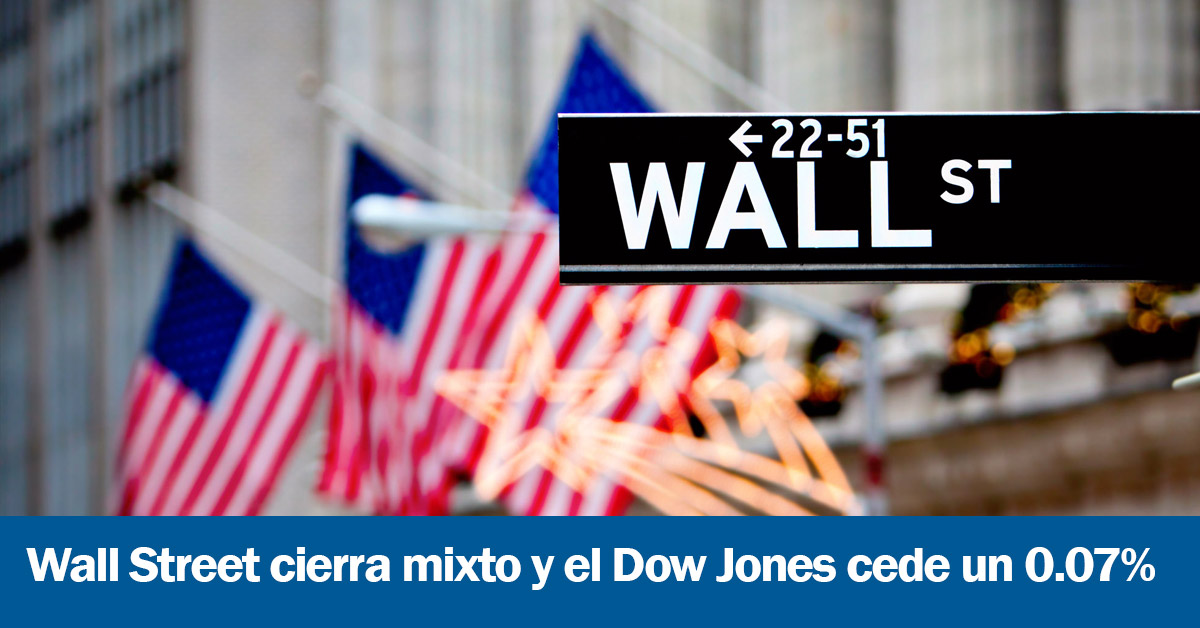Wall Street cierra mixto y el Dow Jones cede un 0.07%