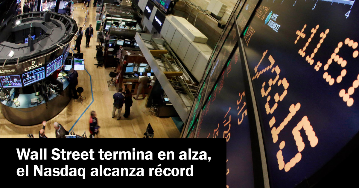 Wall Street termina en alza, el Nasdaq alcanza récord