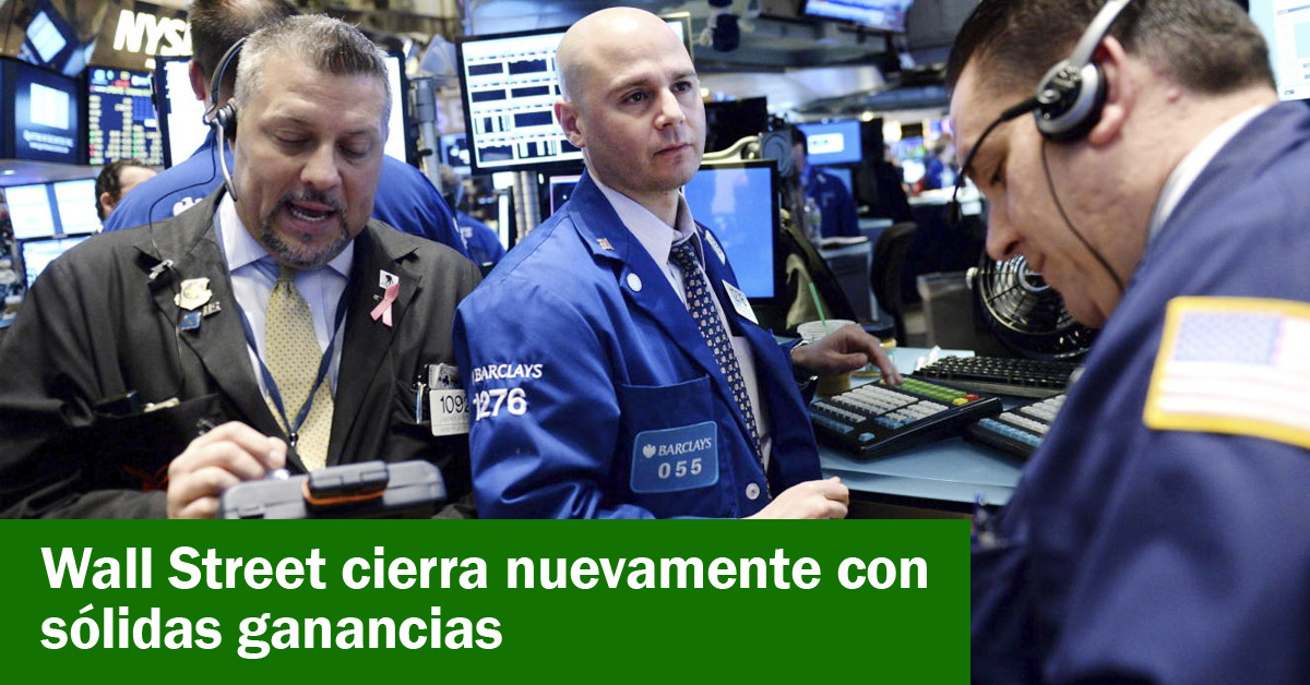 Wall Street cierra nuevamente con sólidas ganancias