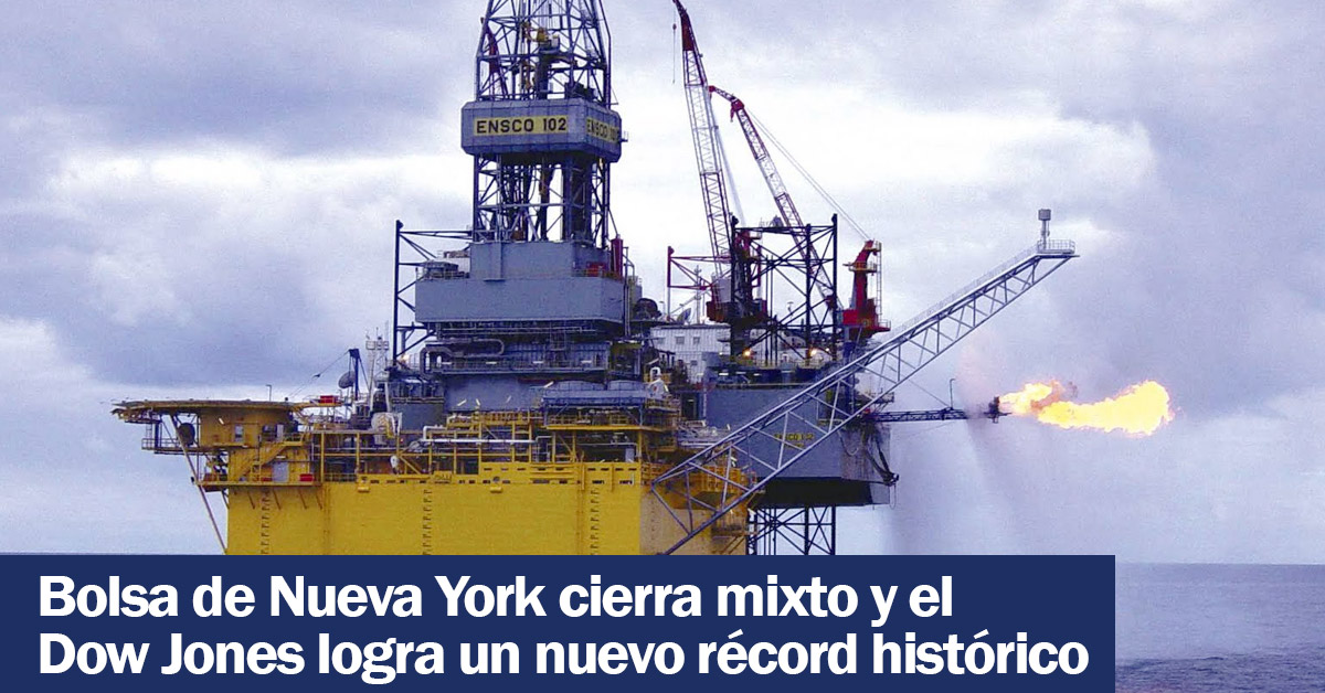 Bolsa de Nueva York cierra mixto y el Dow Jones logra un nuevo récord histórico