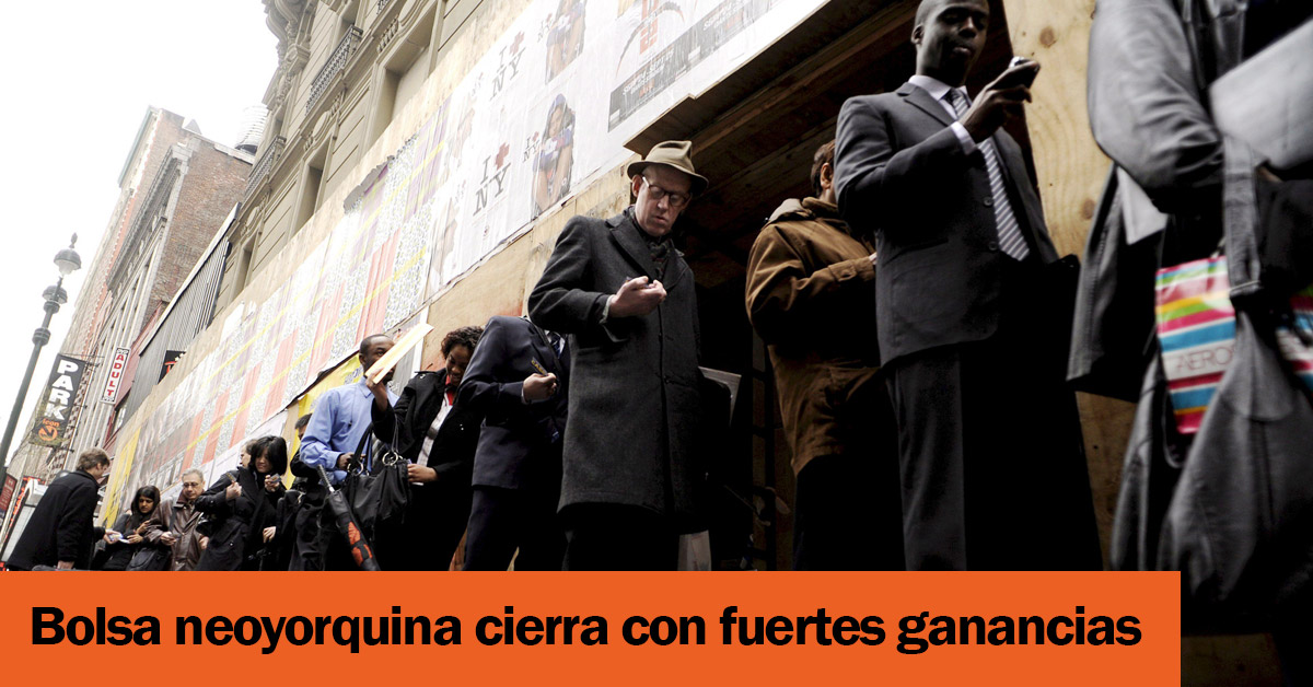 Bolsa neoyorquina cierra con fuertes ganancias