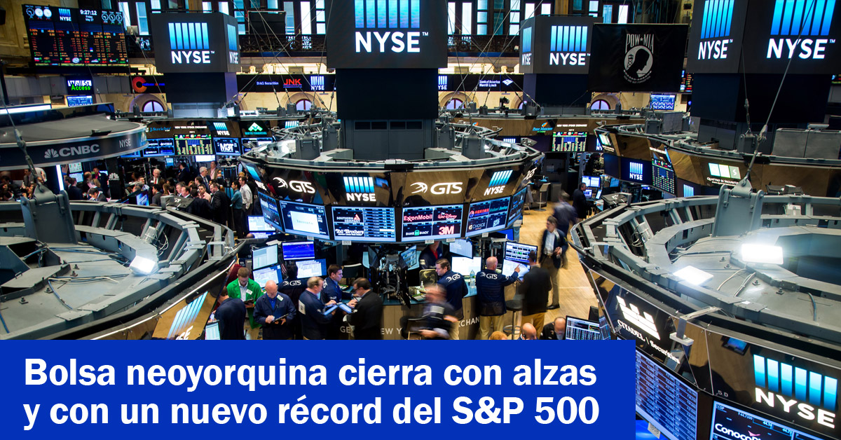 Bolsa neoyorquina cierra con alzas y con un nuevo récord del S&P 500