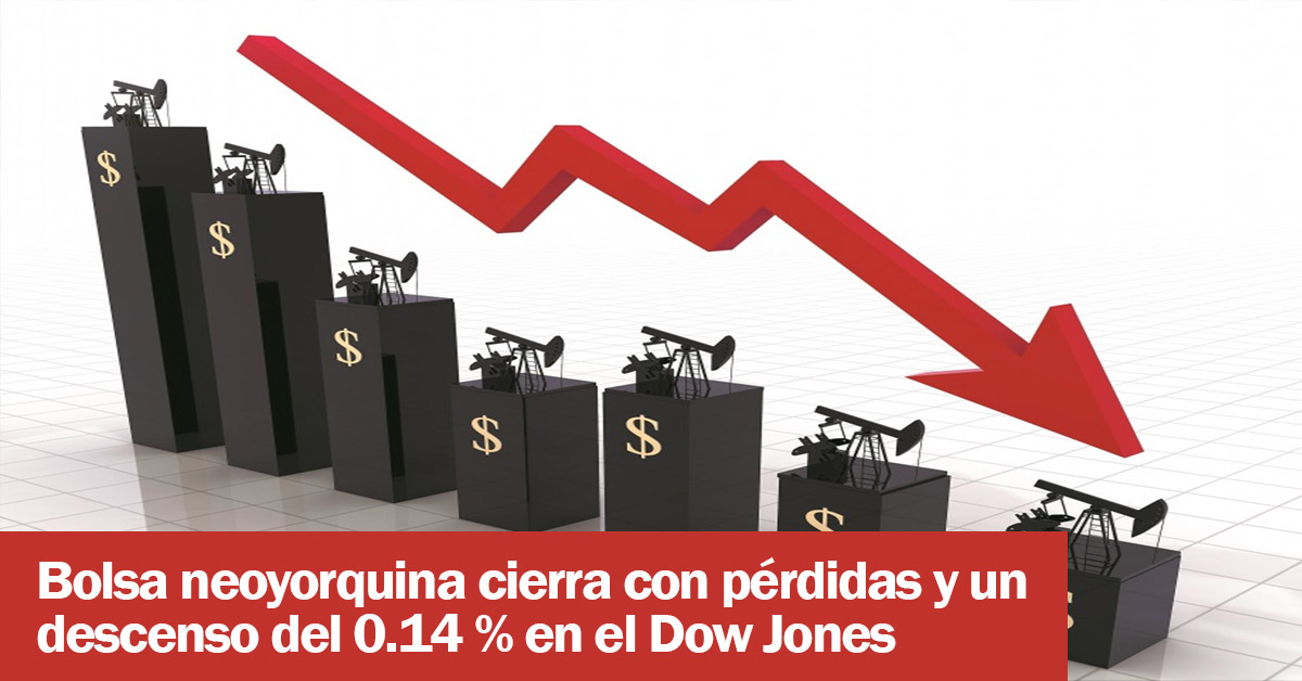 Bolsa neoyorquina cierra con pérdidas y un descenso del 0.14 % en el Dow Jones