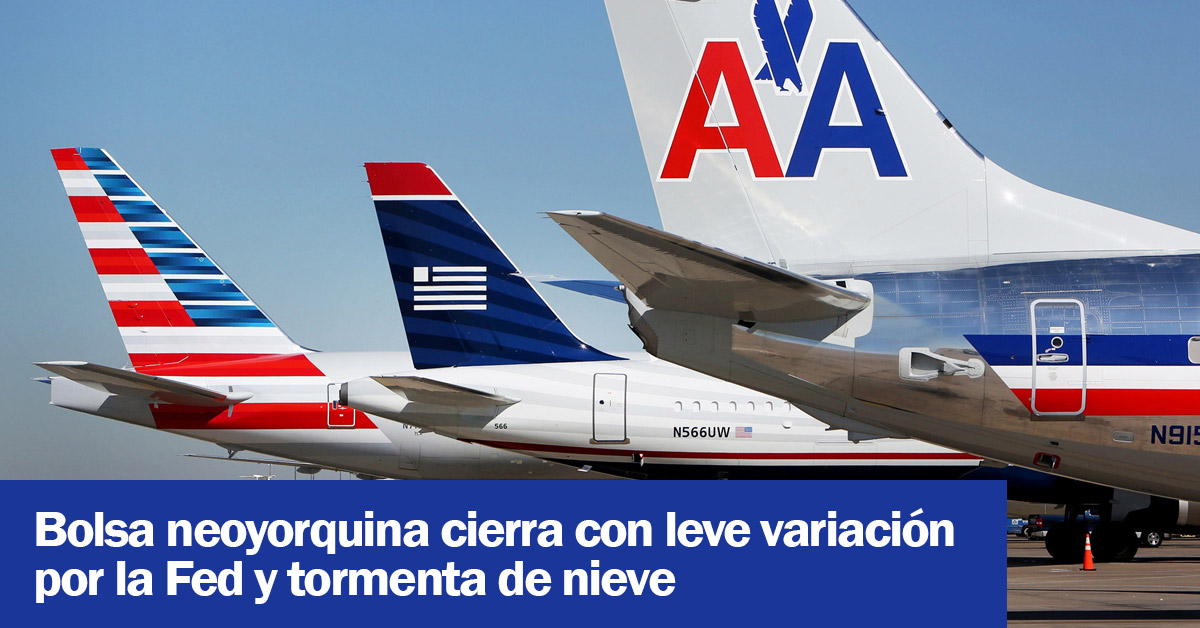 Bolsa neoyorquina cierra con leve variación por la Fed y tormenta de nieve