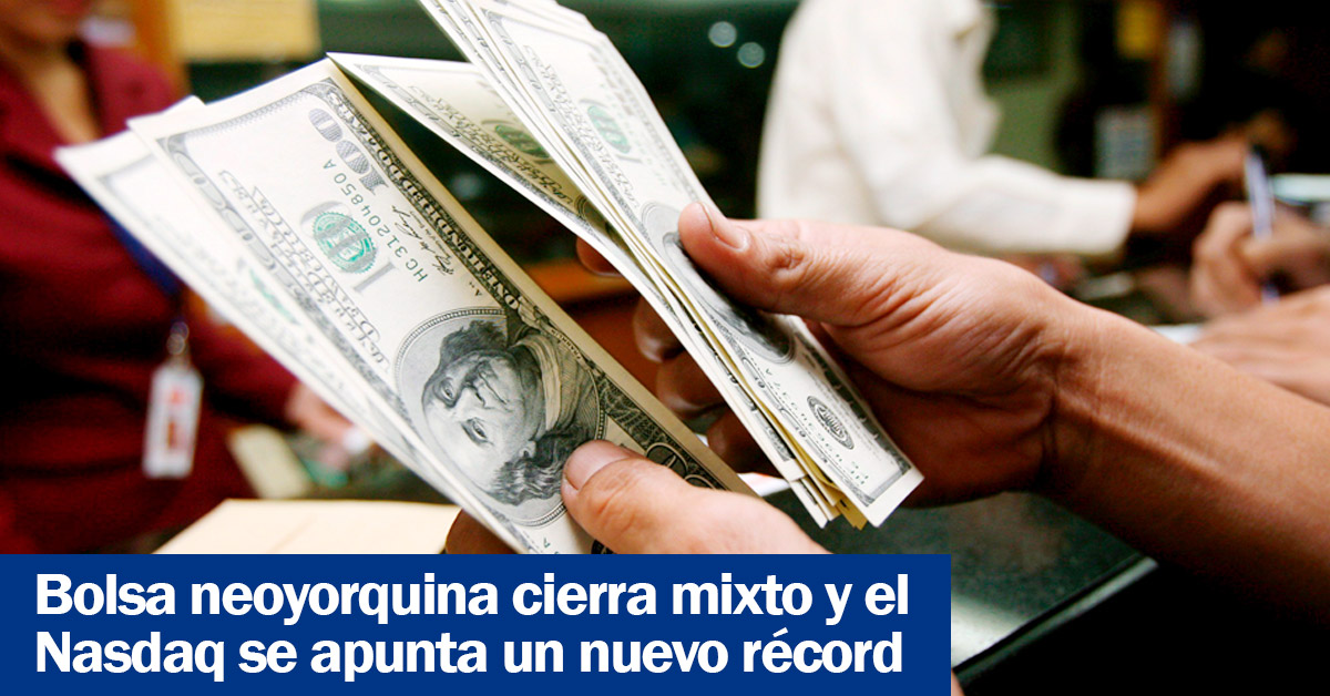 Bolsa neoyorquina cierra mixto y el Nasdaq se apunta un nuevo récord