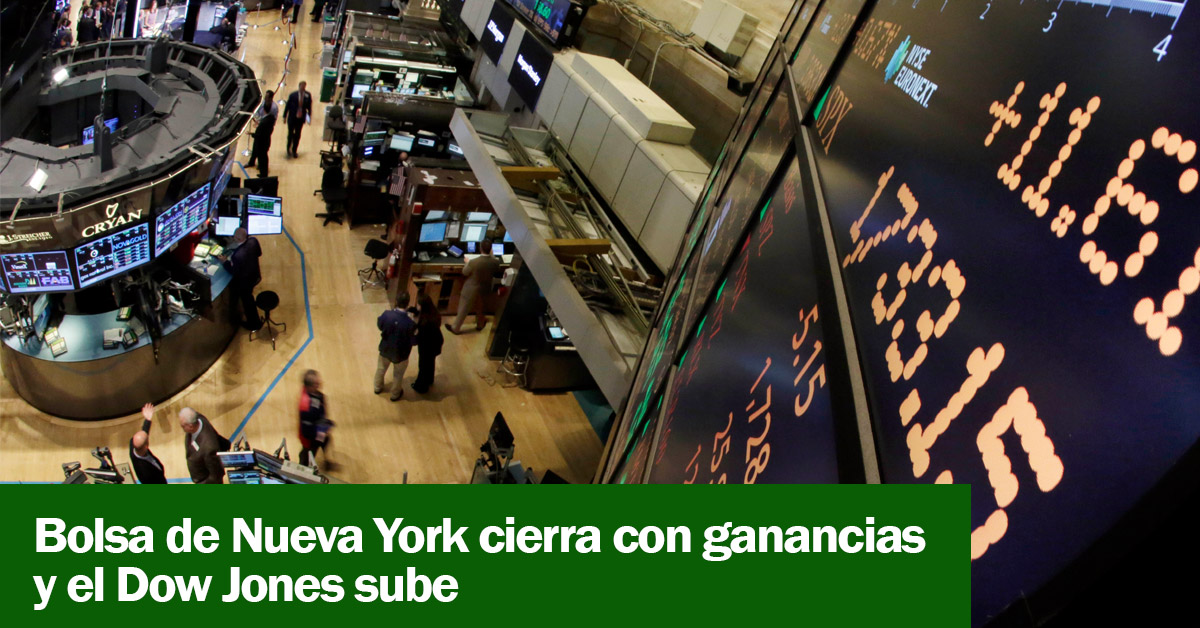 Bolsa de Nueva York cierra con ganancias y el Dow Jones sube