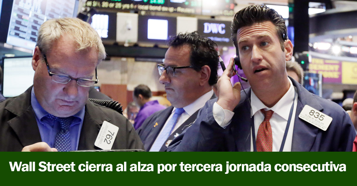 Wall Street cierra al alza por tercera jornada consecutiva