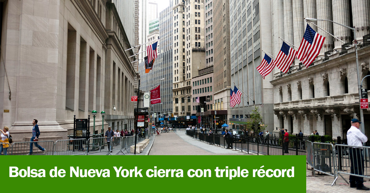 Bolsa de Nueva York cierra con triple récord 