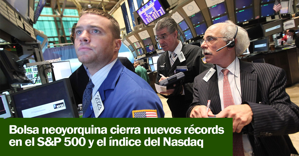 Bolsa neoyorquina cierra nuevos récords en el S&P 500 y el índice del Nasdaq