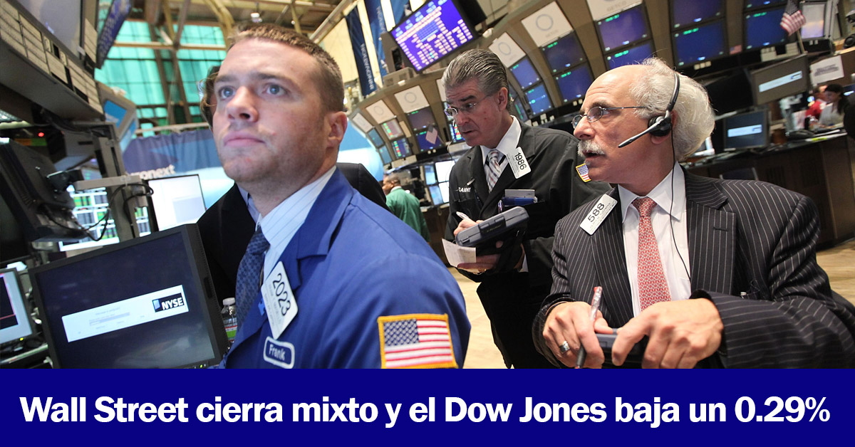 Wall Street cierra mixto y el Dow Jones baja un 0.29%