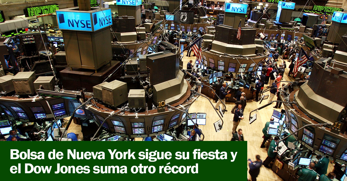 Bolsa de Nueva York sigue su fiesta y el Dow Jones suma otro récord