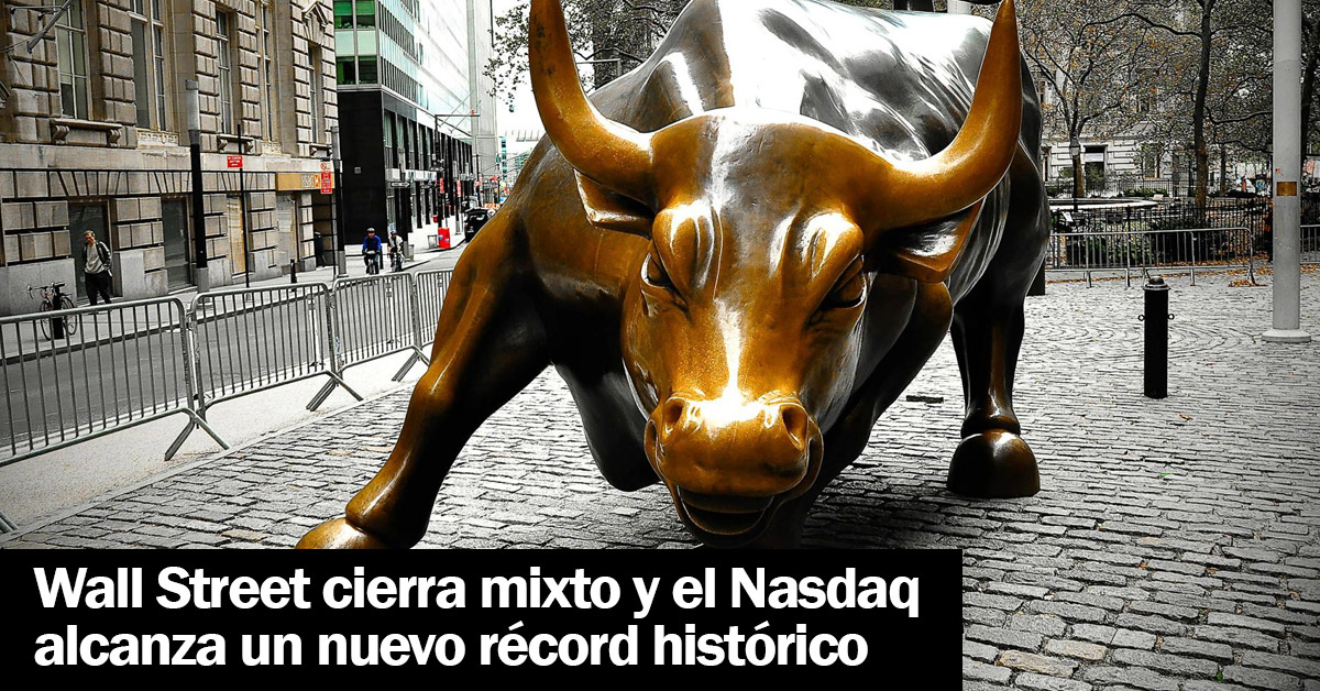Wall Street cierra mixto y el Nasdaq alcanza un nuevo récord histórico