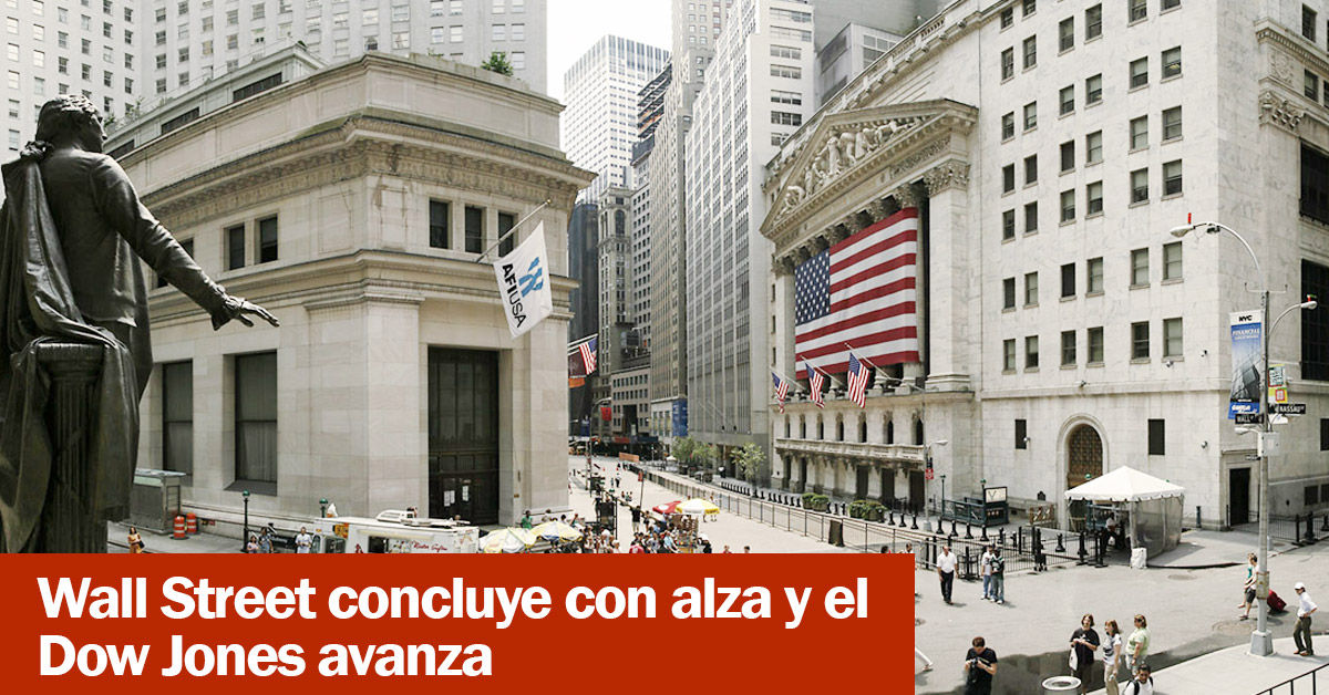 Wall Street concluye con alza y el Dow Jones avanza