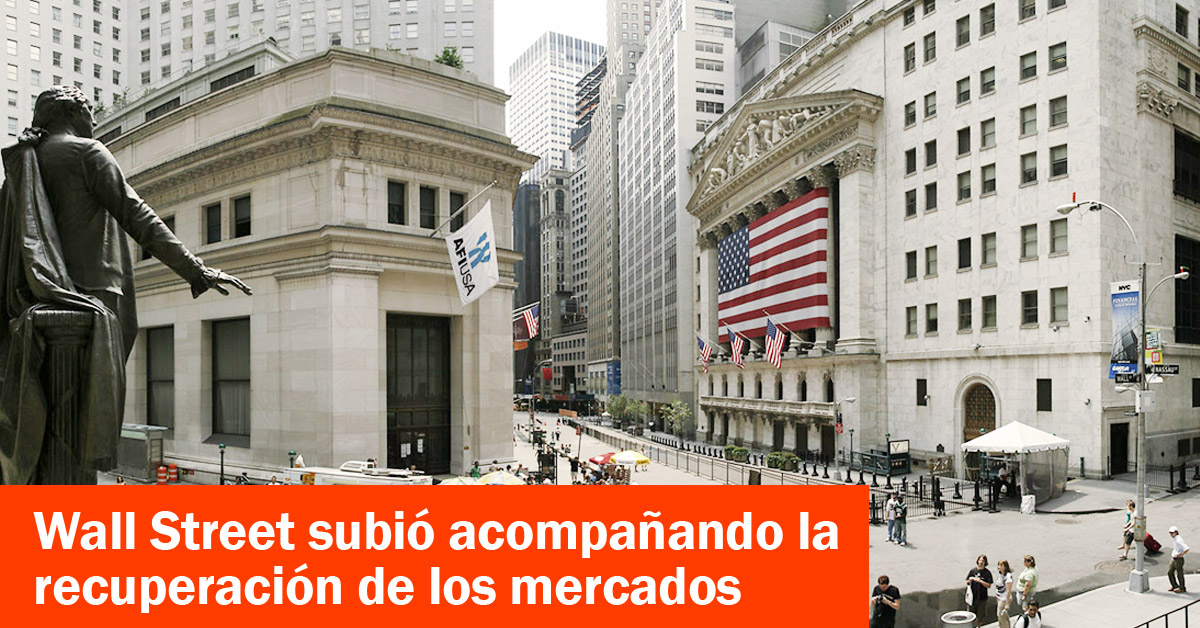 Wall Street subió acompañando la recuperación de los mercados
