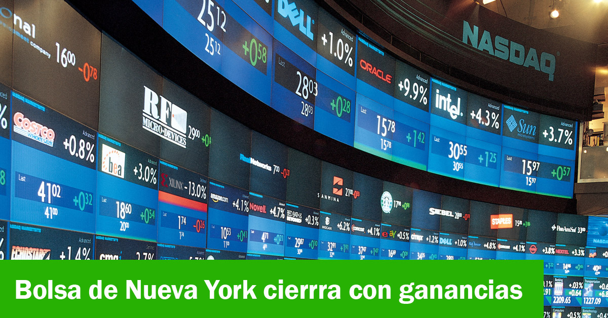 Bolsa de Nueva York cierrra con ganancias