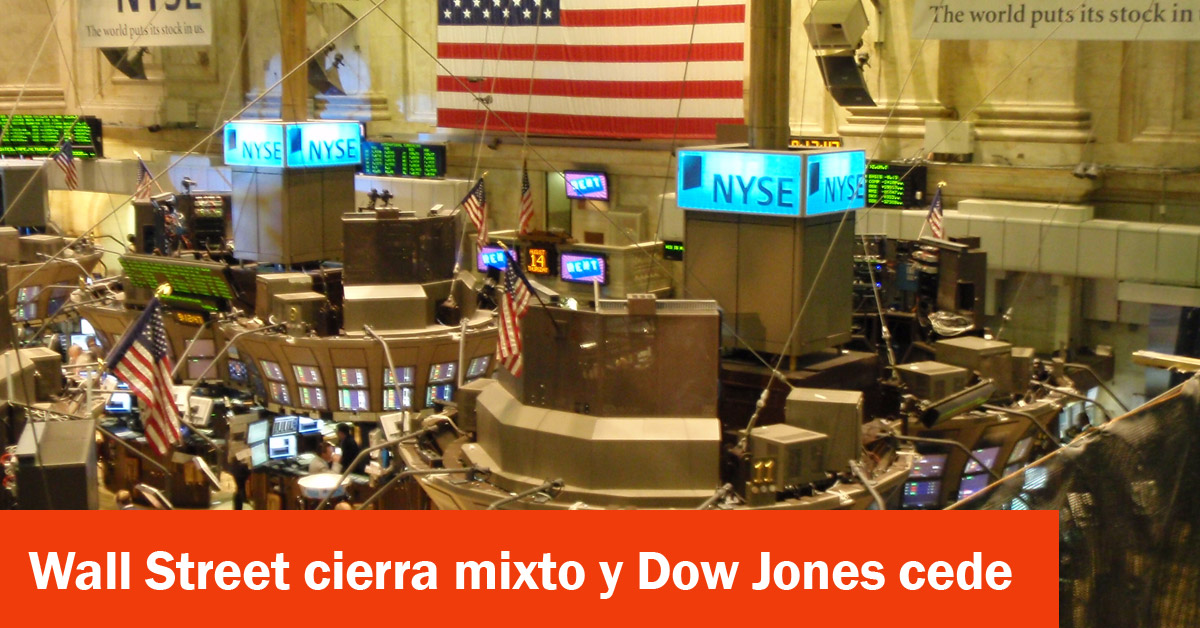 Wall Street cierra mixto y Dow Jones cede