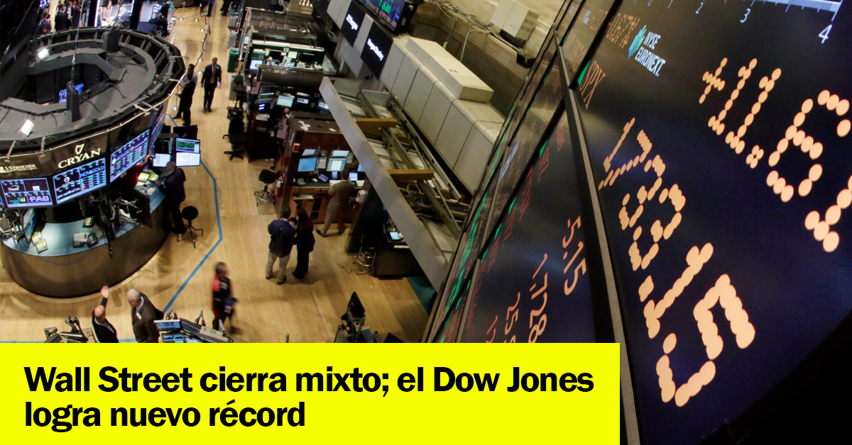 Wall Street cierra mixto; el Dow Jones logra nuevo récord