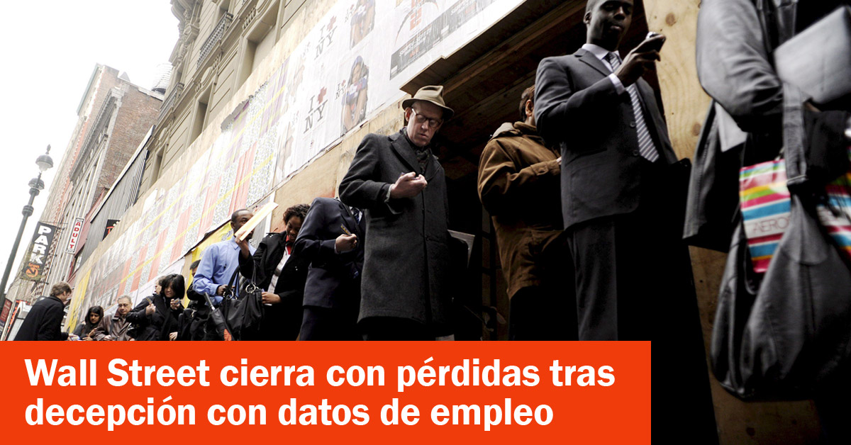 Wall Street cierra con pérdidas tras decepción con datos de empleo